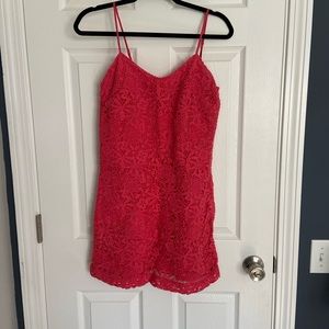 Pink lace mini dress